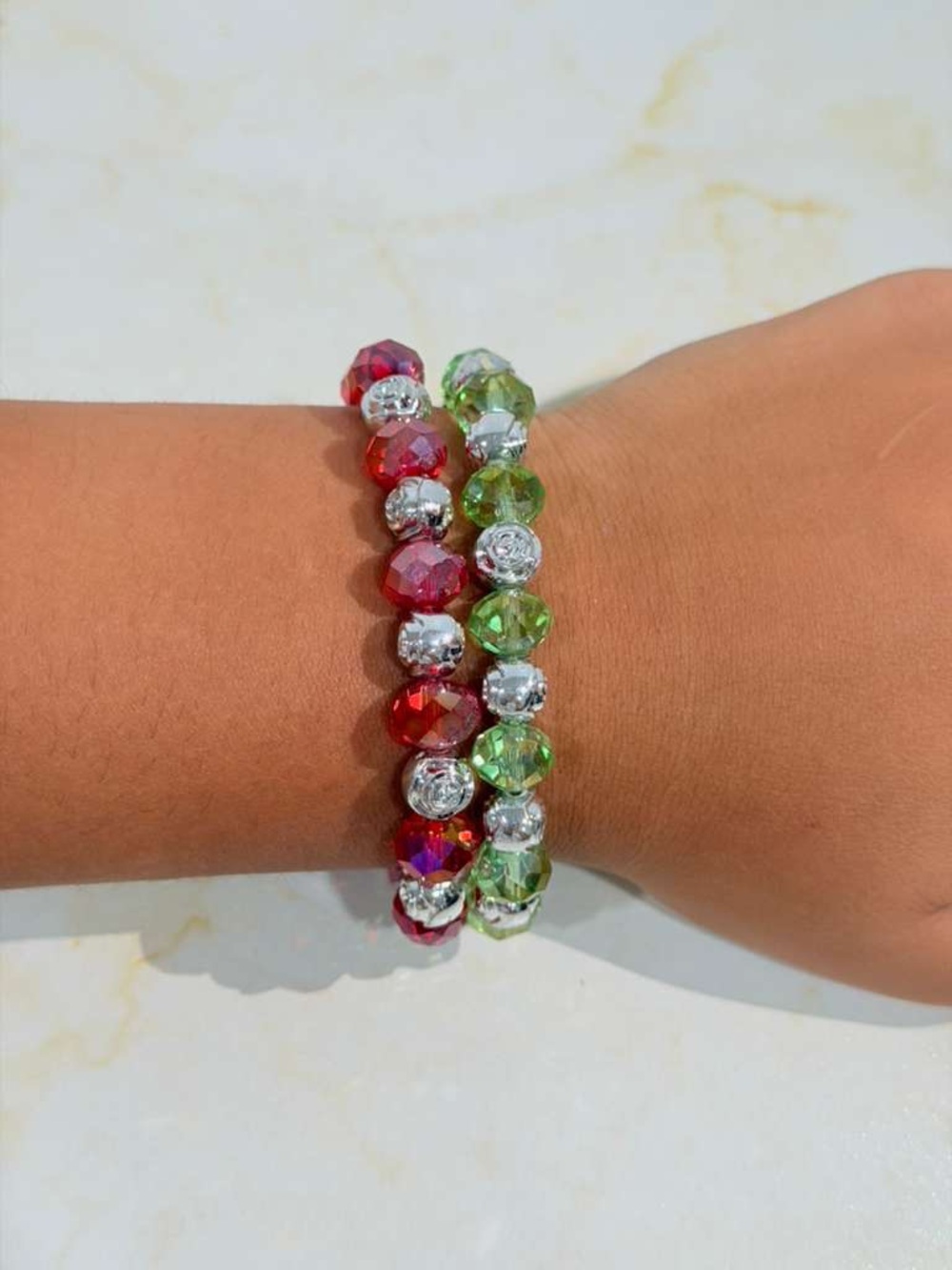 Vibrant Duo Stack – Red & Green Crystal Edition